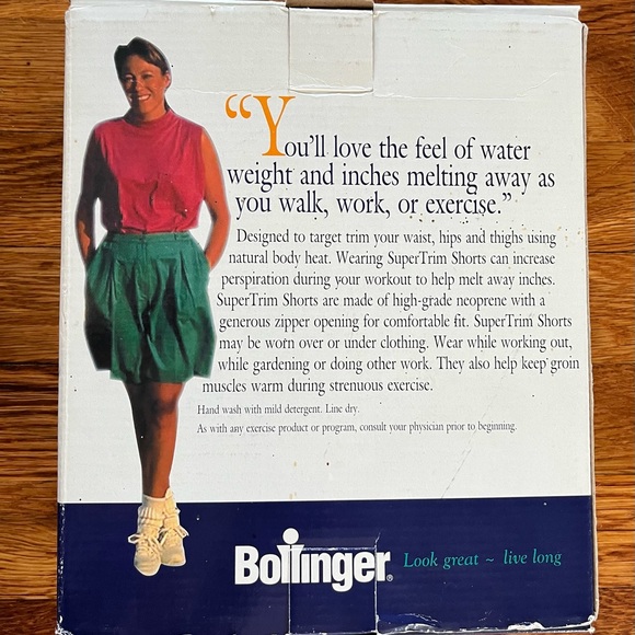 NWT Vintage 90s Bollinger Neoprene Super Trim Fitness Shorts Unisex Size Small - Picture 2 of 7